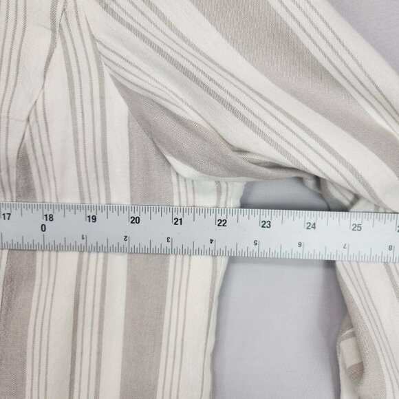 Torrid Linen Blend Two Button Long Line Blazer 1X Tan Ivory Stripe Coastal Chic - Picture 3 of 7